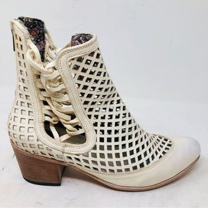 Freebird by Steven Lazor Off-white Cutout Lace-Up Ankle Booties